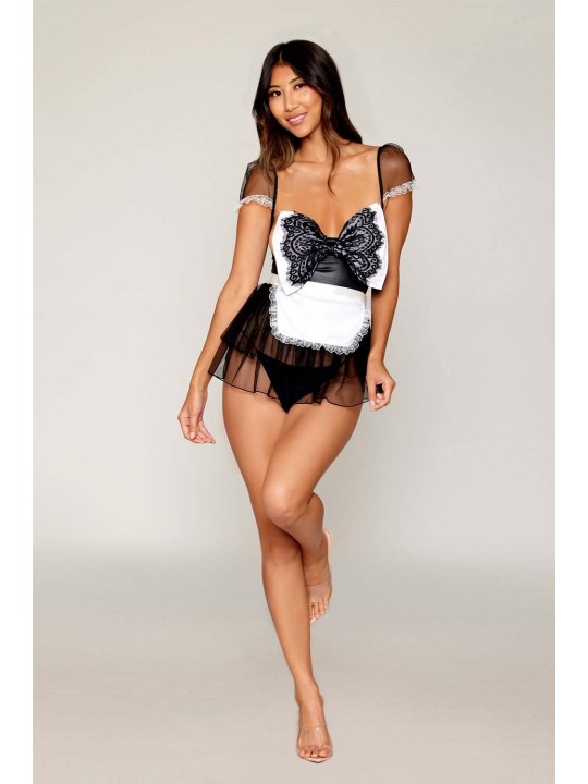 Costume femme de chambre en résille noire de la marque Dreamgirl costume sexy