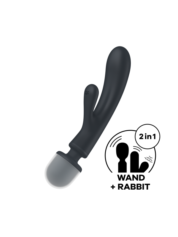 2 en 1 Vibromasseur rabbit et wand noir USB Triple Lover Satisfyer - CC597825