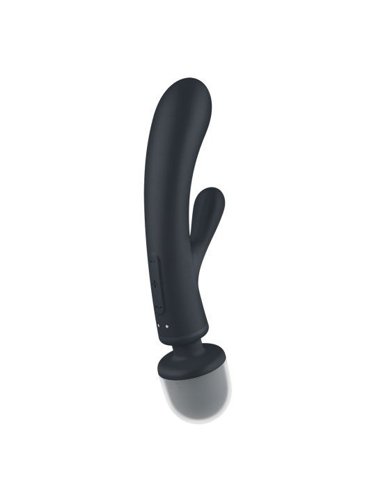 2 en 1 Vibromasseur rabbit et wand noir USB Triple Lover Satisfyer - CC597825