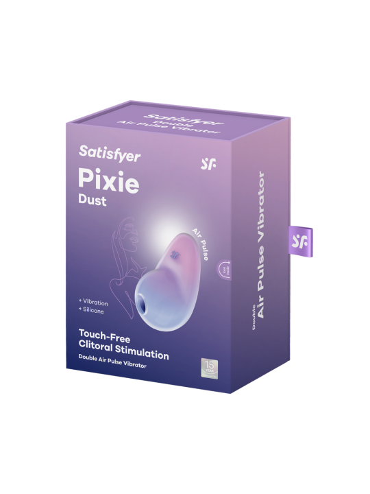 Stimulateur clitoridien par onde de pression sans contact et par vibration USB violet et rose, Pixie Dust Satisfyer - CC597836