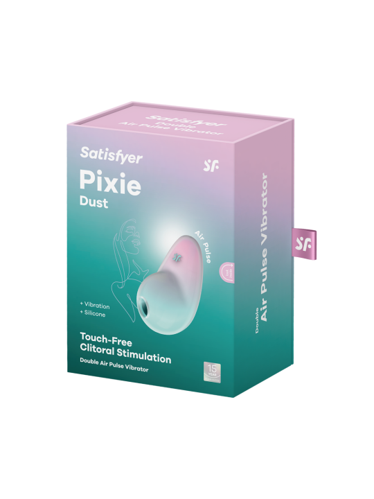 Stimulateur clitoridien par onde de pression sans contact et par vibration USB vert et rose, Pixie Dust Satisfyer - CC597837