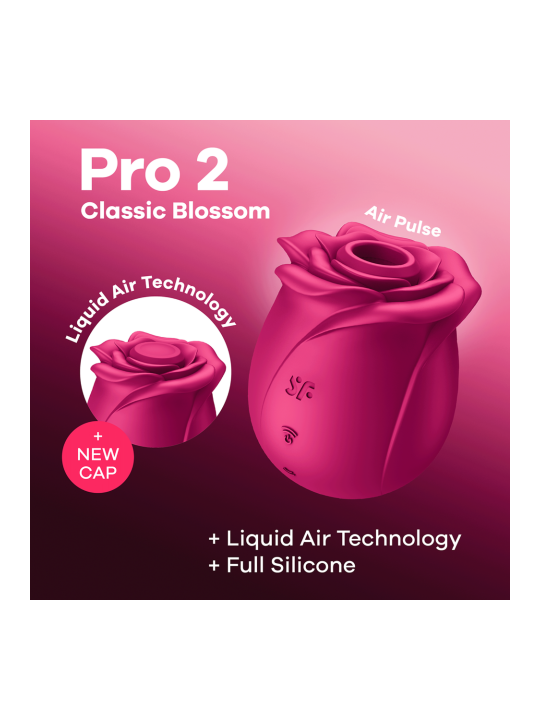 Stimulateur de clitoris rose par ondes de pression ou sans contact Pro 2 Classic Blossom Satisfyer - CC597840