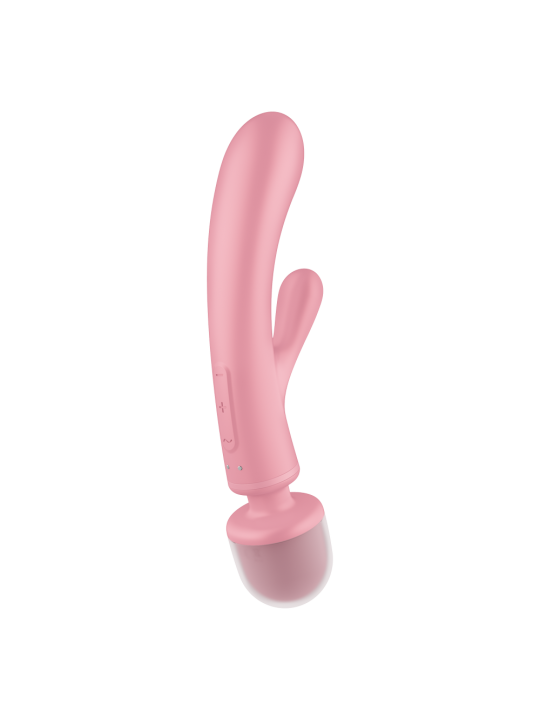 2 en 1 Vibromasseur rabbit et wand rose USB Triple Lover Satisfyer - CC597843