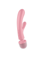 2 en 1 Vibromasseur rabbit et wand rose USB Triple Lover Satisfyer - CC597843