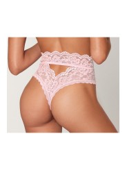 String dentelle taille haute rose - DG1477PNK