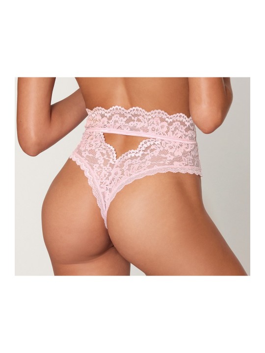 String dentelle taille haute rose - DG1477PNK