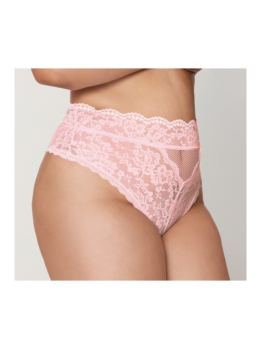 String grande taille dentelle taille haute rose - DG1477XPNK