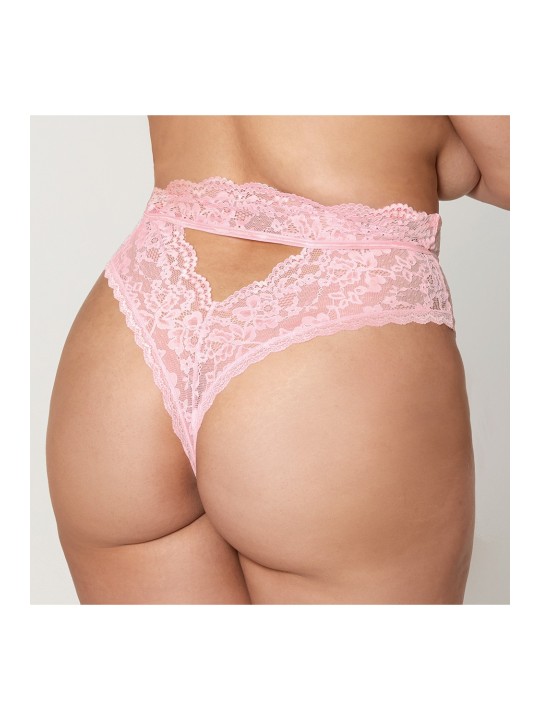 String grande taille dentelle taille haute rose - DG1477XPNK