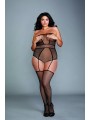 Combinaison bodystocking grande taille résille fantaisie - DG0355XBLK