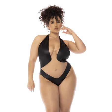 Bodystring, grande taille, effet cuir en résille transparente sexy pas cher