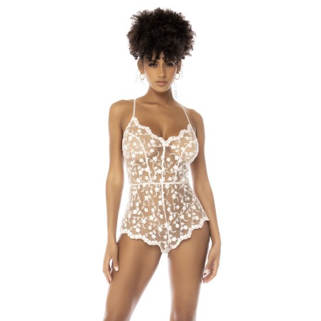 Body dentelle blanche style barbotteuse sexy de Mapalé lingerie pas cher