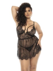 Nuisette en dentelle noire grande taille, vente en drosphipping pas cher