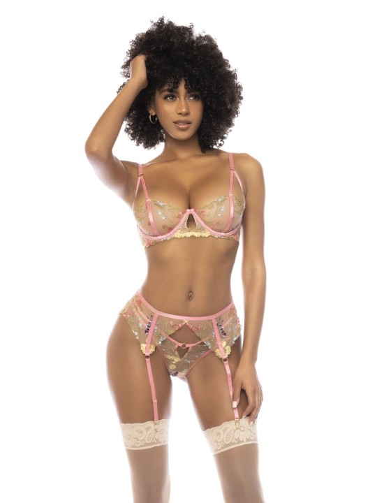 Soutien-gorge à armatures, porte-jarretelles et string de mapalé lingerie luxe