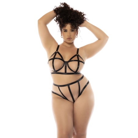 Ensemble de lingerie sexy, grande taille, en fine résille transparente