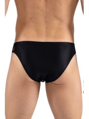 Slip noir opaque avec resille brodée sue les côtés , lingerie sexy homme