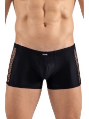 Boxer noir opaque avec resille brodée sue les côtés , lingerie sexy homme