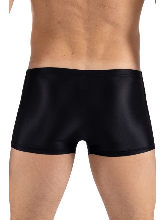 Boxer noir opaque avec resille brodée sue les côtés , lingerie sexy homme