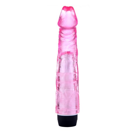 Vibromasseur 20 cm Jelly rose avec molette la vitesse de vibrations