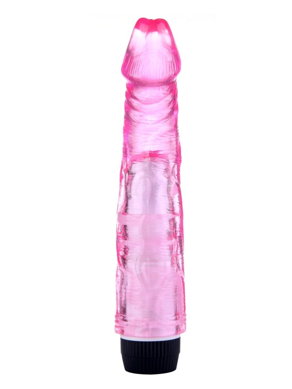 Vibromasseur 20 cm Jelly rose avec molette la vitesse de vibrations