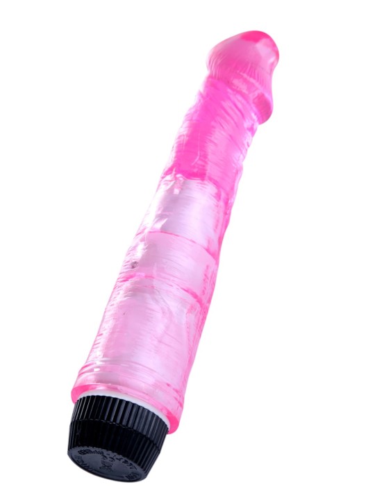 Vibromasseur 20 cm Jelly rose avec molette la vitesse de vibrations