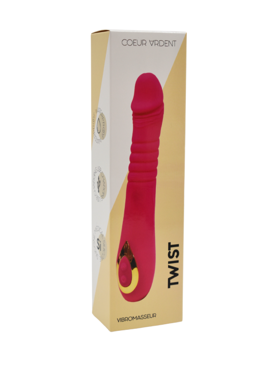 Vibromasseur avec va et vient, TWIST Rose de Cœur Ardent pas cher