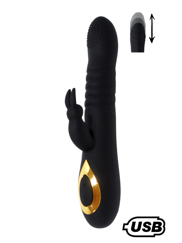 Vibromasseur Rabbit avec va et vient, TWIST 2 noir de Cœur Ardent pas cher