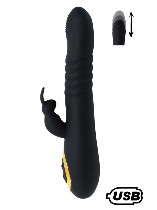 Vibromasseur Rabbit avec va et vient, TWIST 2 noir de Cœur Ardent pas cher