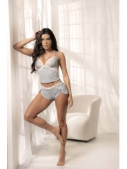 Pyjama 2 pièces, top et short en coton gris pour femme à petit prix