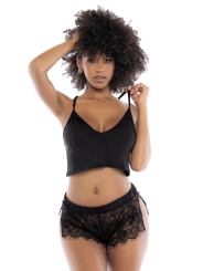 Pyjama 2 pièces, top et short dentelle noire pas cher