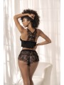 Pyjama 2 pièces, top et short dentelle noire pas cher