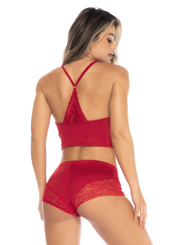 Pyjama 2 pièces rouge top et short à petits prix pour femme