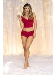 Pyjama 2 pièces rouge top et short à petits prix pour femme