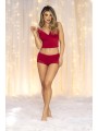 Pyjama 2 pièces rouge top et short à petits prix pour femme