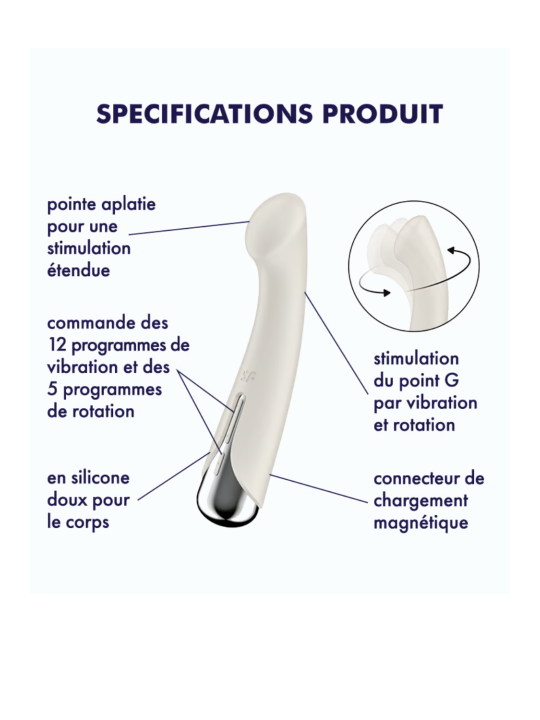 Vibromasseur point G tête rotative blanc USB Spinning g-spot 1 pas cher