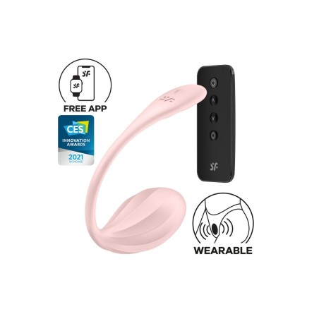 Oeuf vibrant portable télécommandé rose Ribbed Petal - Satisfyer