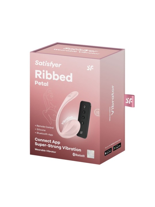 Oeuf vibrant portable télécommandé rose Ribbed Petal - Satisfyer