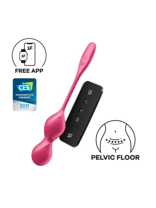 Boules de Geisha vibrantes télécommandées fushia Love Birds 2 - Satisfyer