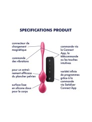 Boules de Geisha vibrantes télécommandées fushia Love Birds 2 - Satisfyer