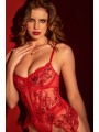 Body en maille brodée rouge - MAL8897RD