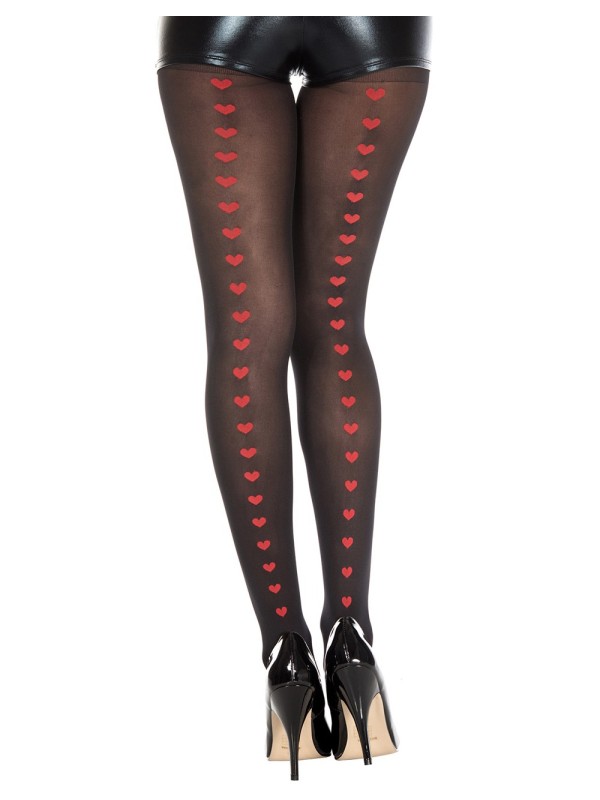 Grossiste collant noir coeurs rouges