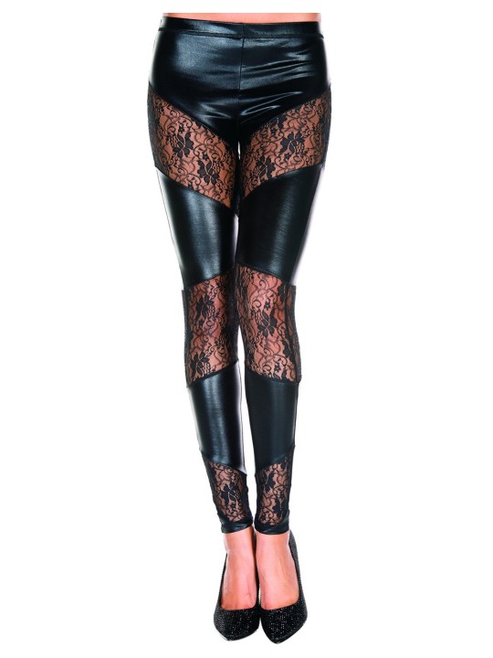 Fournisseur dropshipping : legging wetlook noir et dentelle