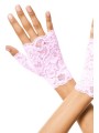 Fournisseur mode : gants roses doigts ouverts dentelle