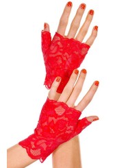 Fournisseur mode : gants rouges doigts ouverts dentelle