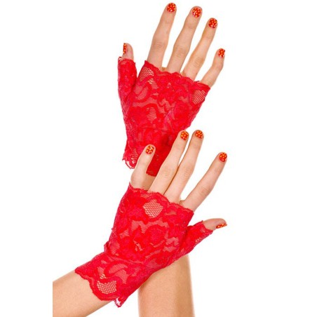 Fournisseur mode : gants rouges doigts ouverts dentelle