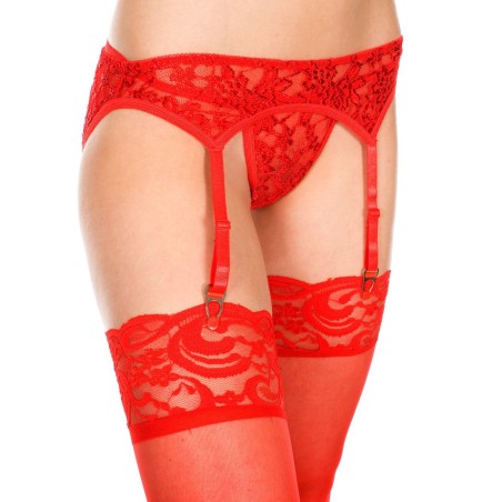 Fournisseur lingerie porte-jarretelles rouge et string dentelle