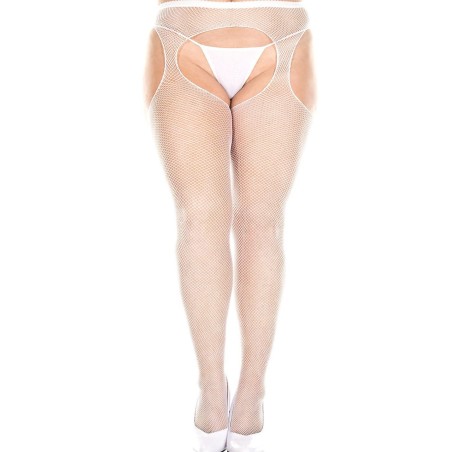 Grossiste lingerie grande taille : collant résille blanc