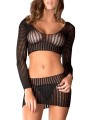 Grossiste lingerie dropshipping : ensemble top noir et mini-jupe