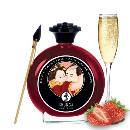 Fournisseur Shunga : peinture de corps fraise vin pétillant comestible