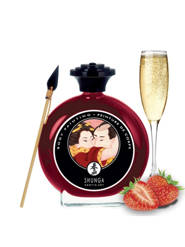 Fournisseur Shunga : peinture de corps fraise vin pétillant comestible