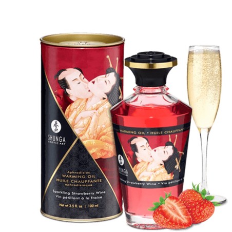 Fournisseur huile fraise de massage chauffante comestible Shunga